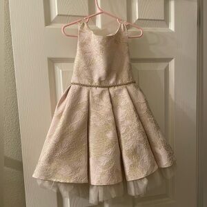 Elegant Cream and Gold Kids Formal Dress